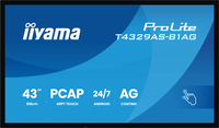 iiyama T4329AS-B1AG Signage Display Interactive flat panel 108 cm (42.5) LED Wi-Fi 500 cd/m� 4K Ultra HD Black Touchscreen Built-in processor Android 24/7