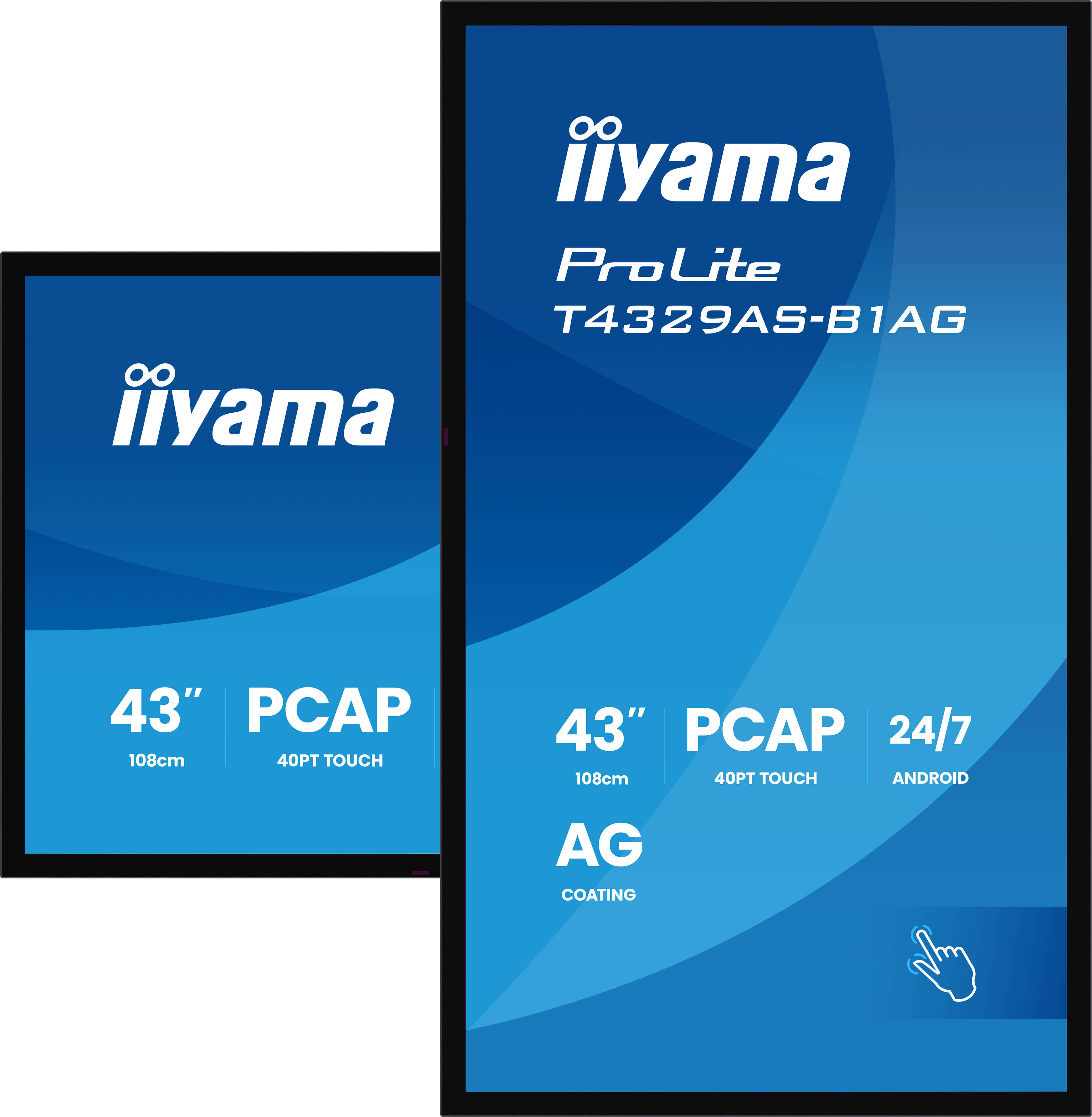 iiyama T4329AS-B1AG Signage Display Interactive flat panel 108 cm (42.5) LED Wi-Fi 500 cd/m� 4K Ultra HD Black Touchscreen Built-in processor Android 24/7