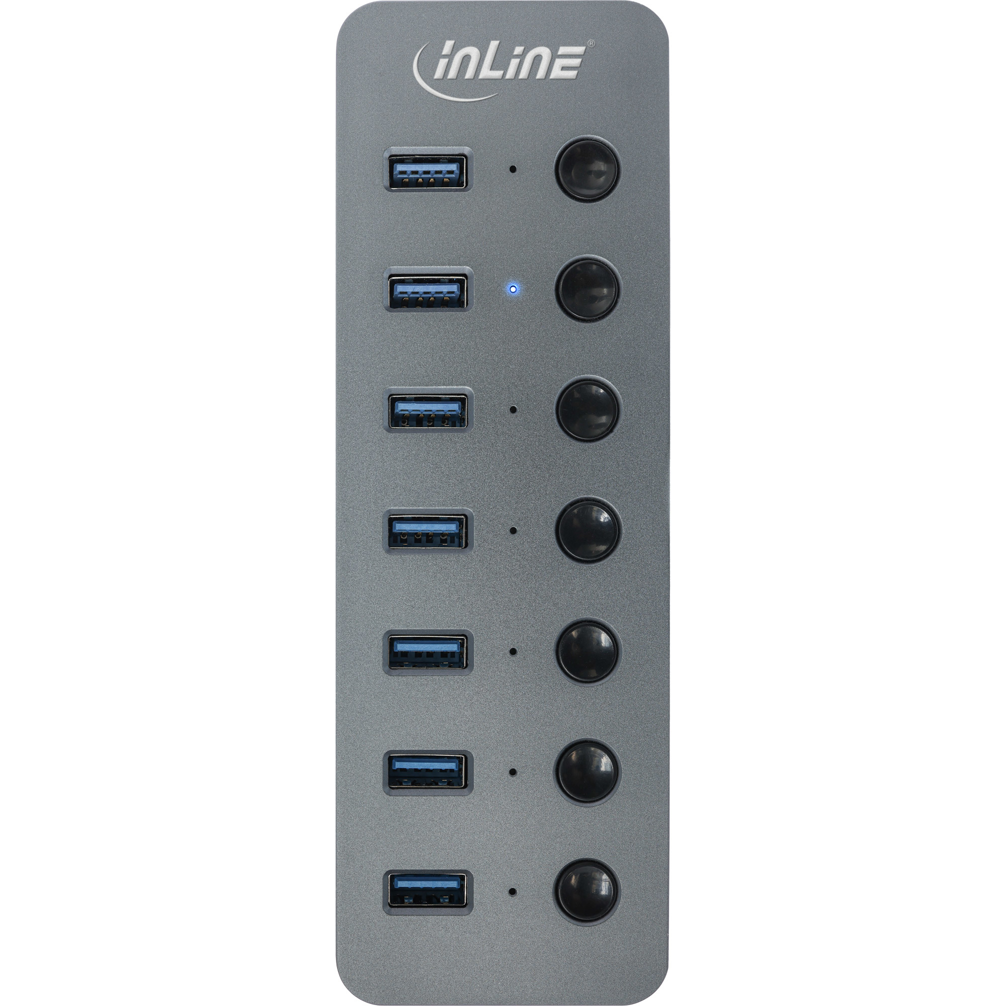 InLine 35395D  InLine USB 3.2 Gen.1 hub, 7 porte, con interruttore,  alluminio, grigio, con PSU