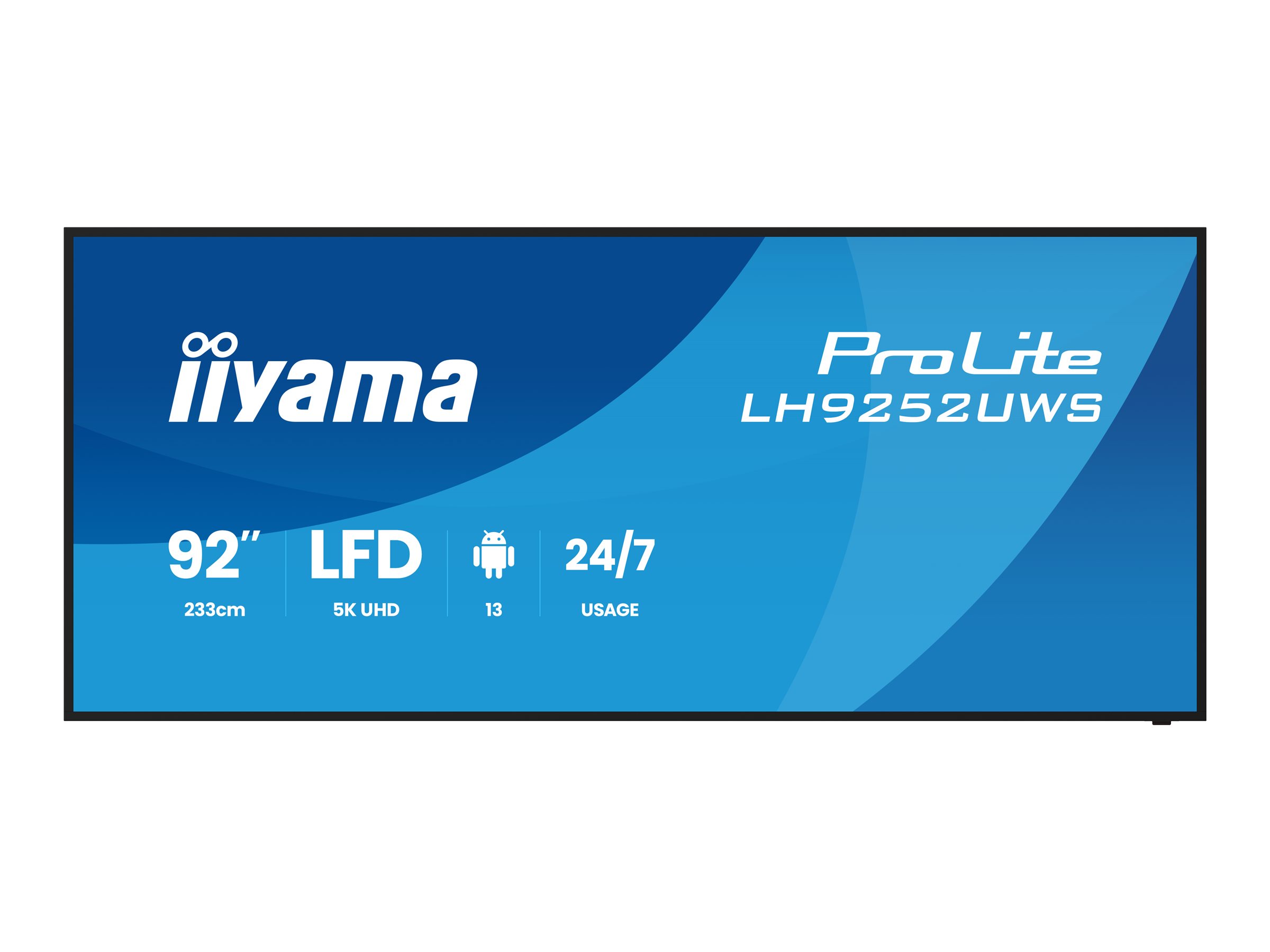 iiyama LH9252UWS-B1AG �cran daffichage dynamique En forme de kiosk 2,34 m (92) LCD Wifi 500 cd/m� UltraWide 5K HD Noir Int�gr� dans le processeur Android 24/7