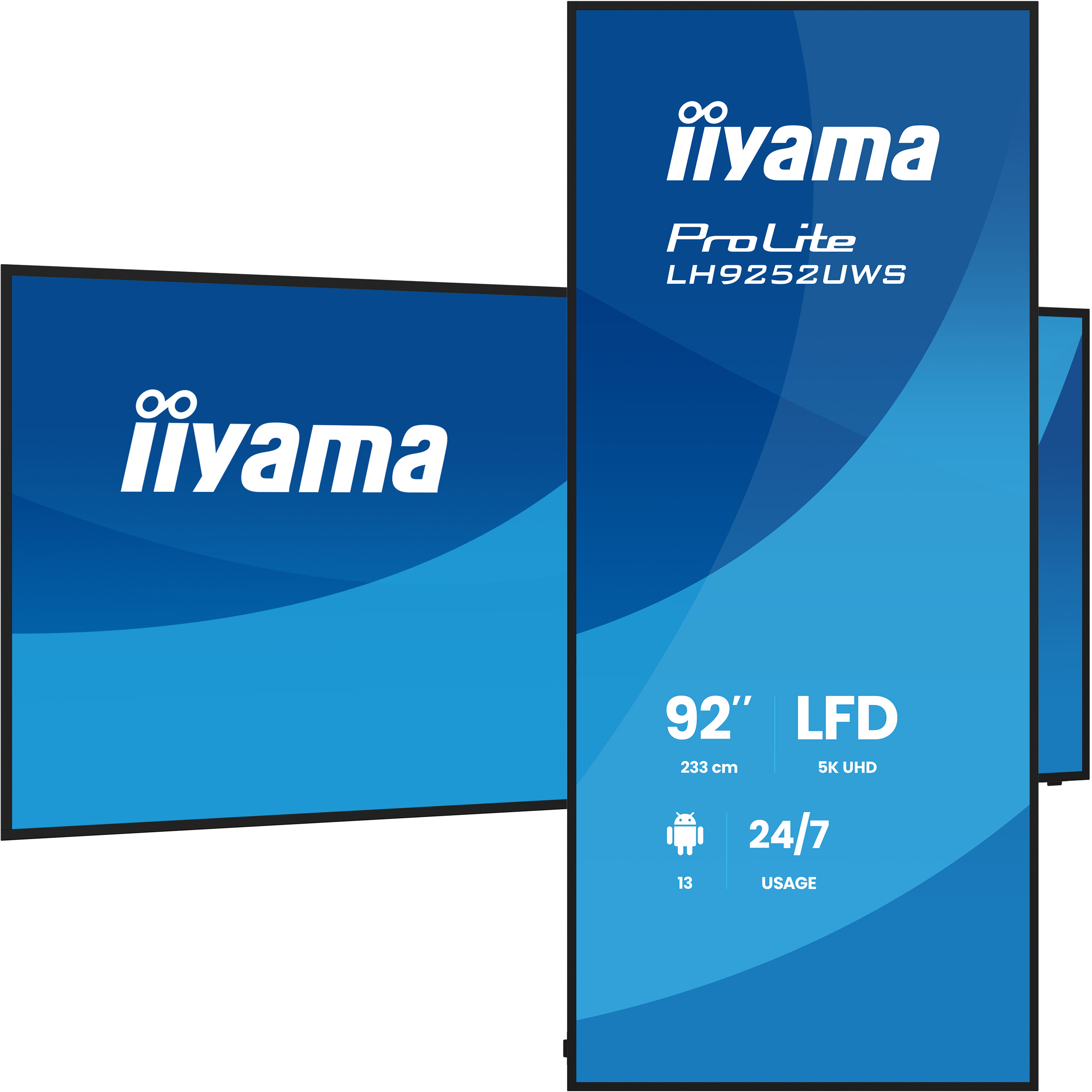 iiyama LH9252UWS-B1AG �cran daffichage dynamique En forme de kiosk 2,34 m (92) LCD Wifi 500 cd/m� UltraWide 5K HD Noir Int�gr� dans le processeur Android 24/7