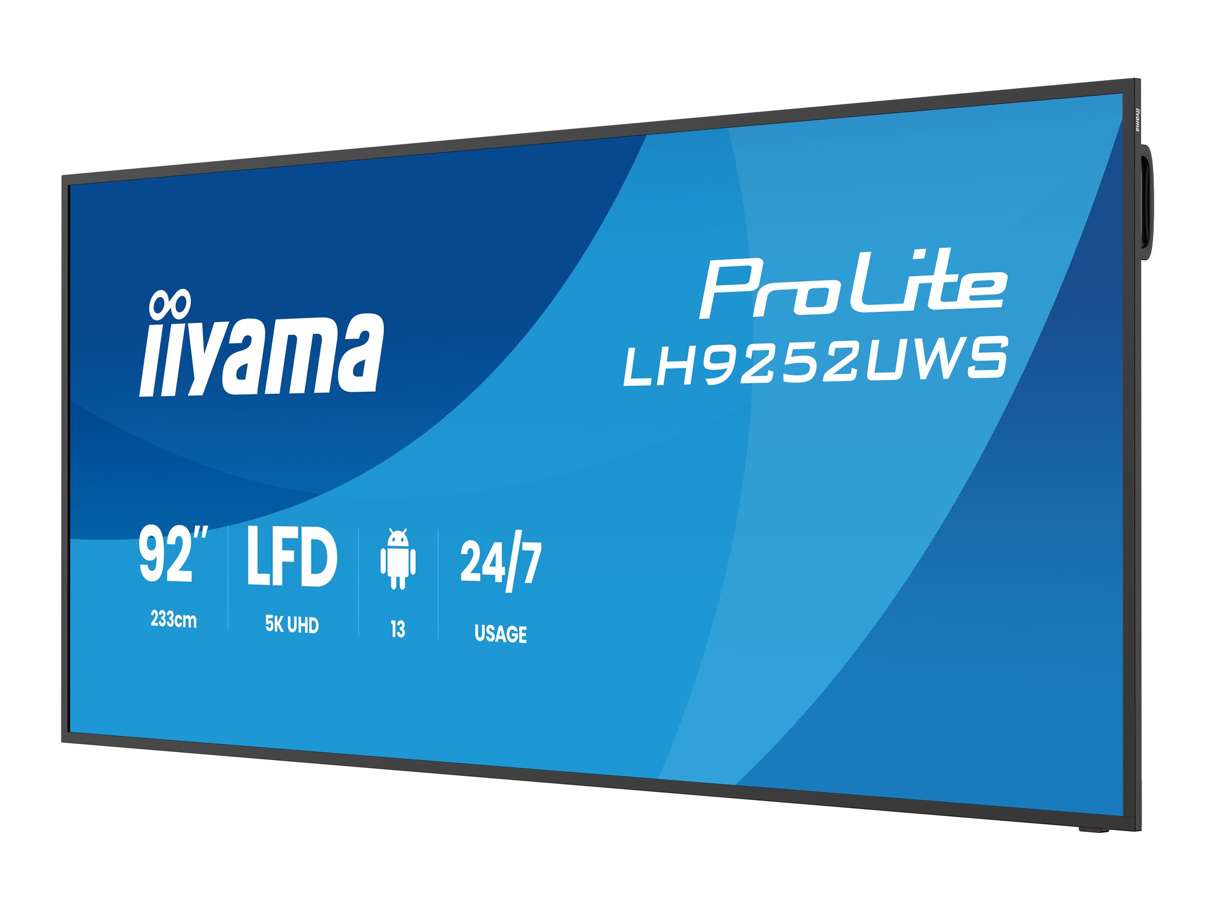 iiyama LH9252UWS-B1AG �cran daffichage dynamique En forme de kiosk 2,34 m (92) LCD Wifi 500 cd/m� UltraWide 5K HD Noir Int�gr� dans le processeur Android 24/7