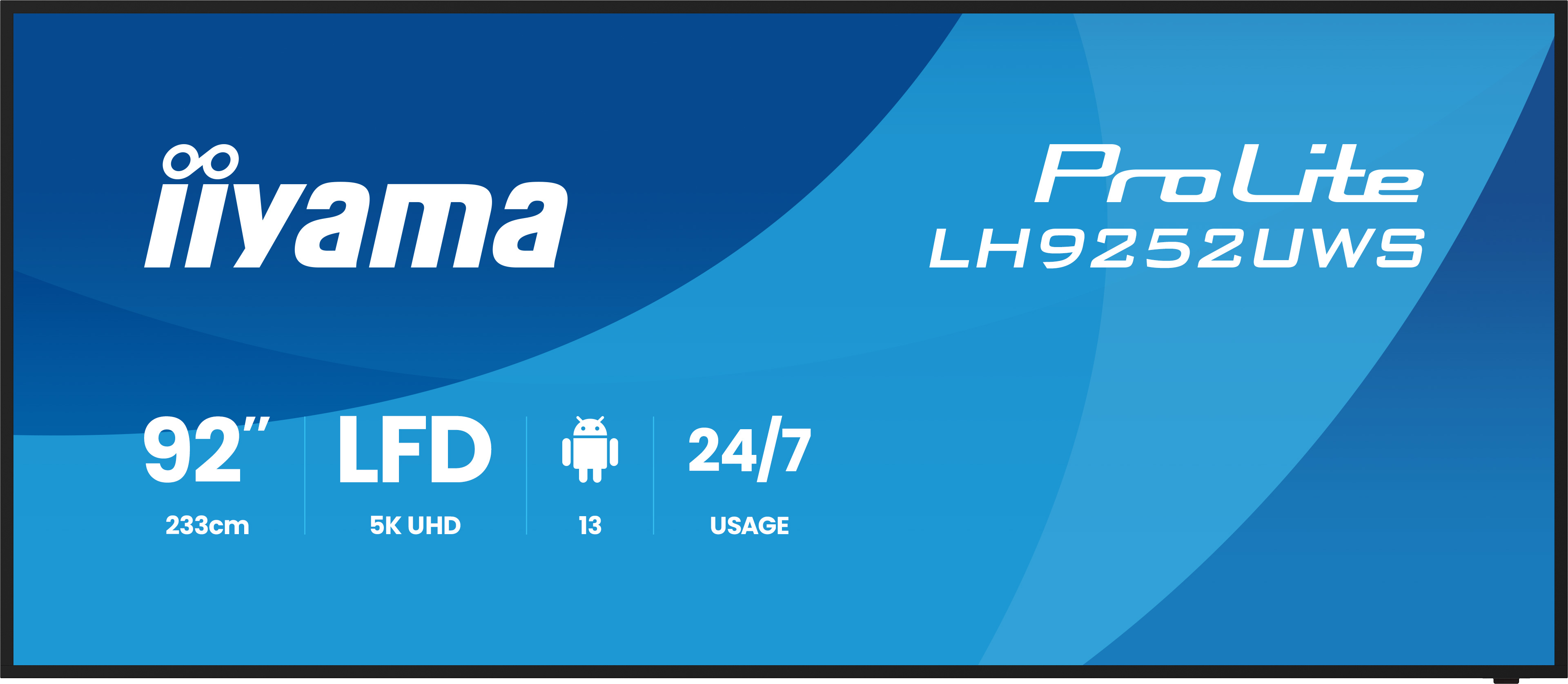 iiyama LH9252UWS-B1AG �cran daffichage dynamique En forme de kiosk 2,34 m (92) LCD Wifi 500 cd/m� UltraWide 5K HD Noir Int�gr� dans le processeur Android 24/7