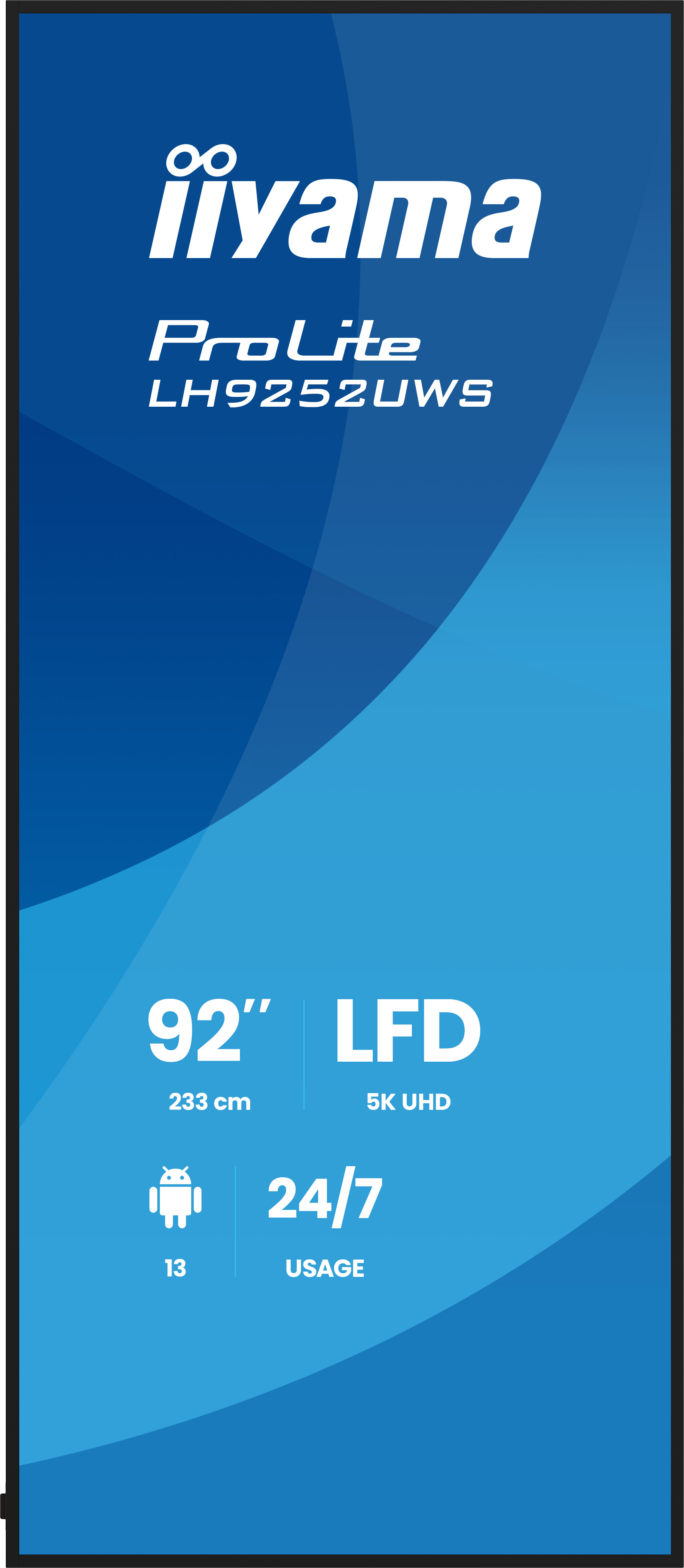 iiyama LH9252UWS-B1AG �cran daffichage dynamique En forme de kiosk 2,34 m (92) LCD Wifi 500 cd/m� UltraWide 5K HD Noir Int�gr� dans le processeur Android 24/7