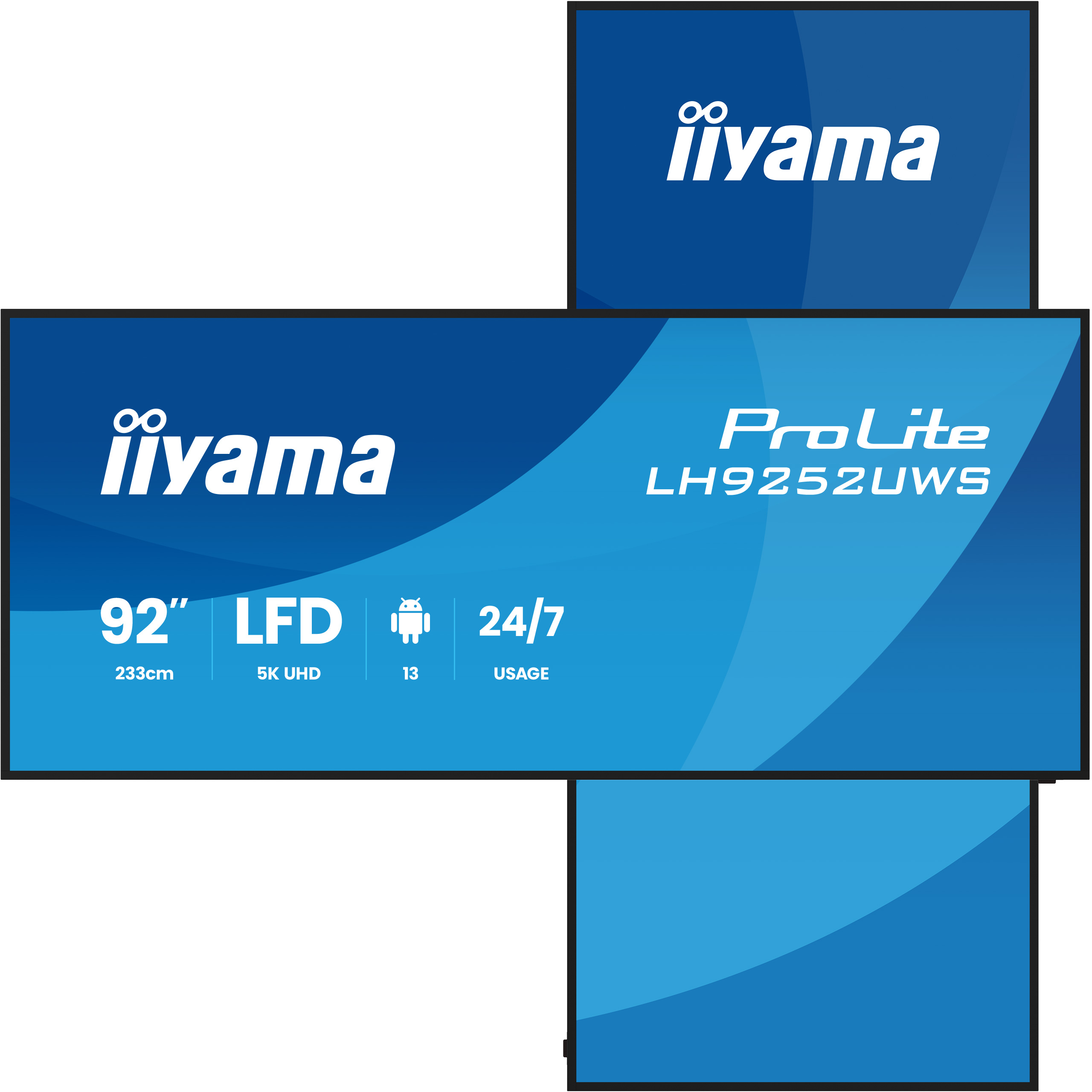 iiyama LH9252UWS-B1AG �cran daffichage dynamique En forme de kiosk 2,34 m (92) LCD Wifi 500 cd/m� UltraWide 5K HD Noir Int�gr� dans le processeur Android 24/7