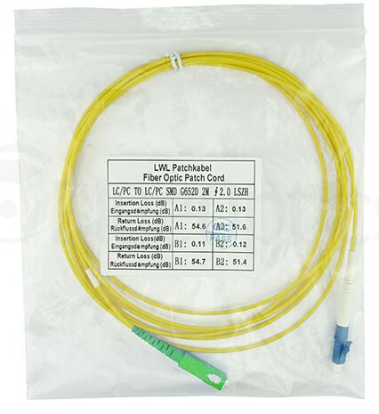 BlueOptics Simplex LWL Patchkabel LC/UPC-SC/APC Singlemode 50 Meter