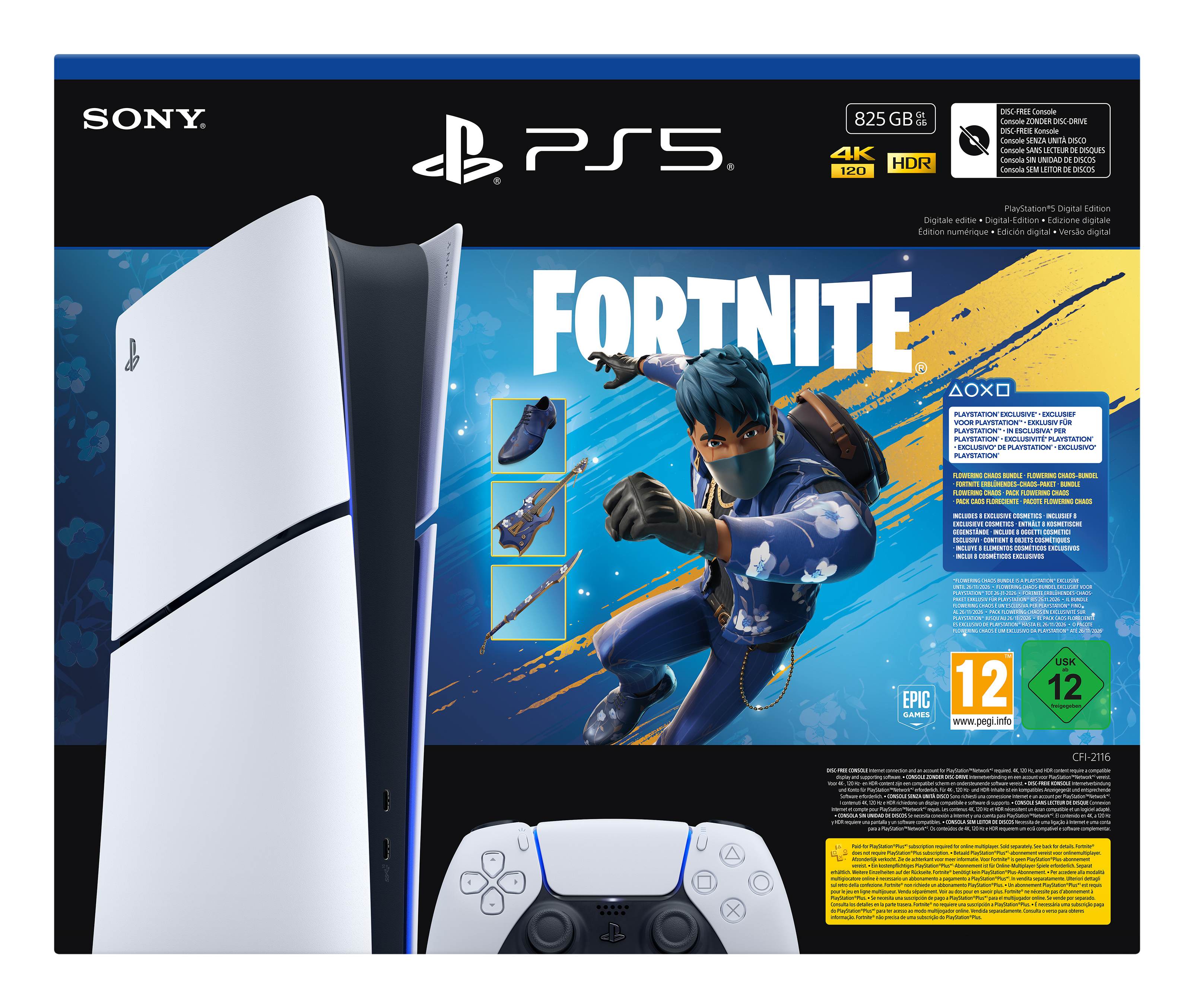 Sony PlayStation 5 Digital Edition incl. Fortnite Flowering Chaos Voucher White 825GB
