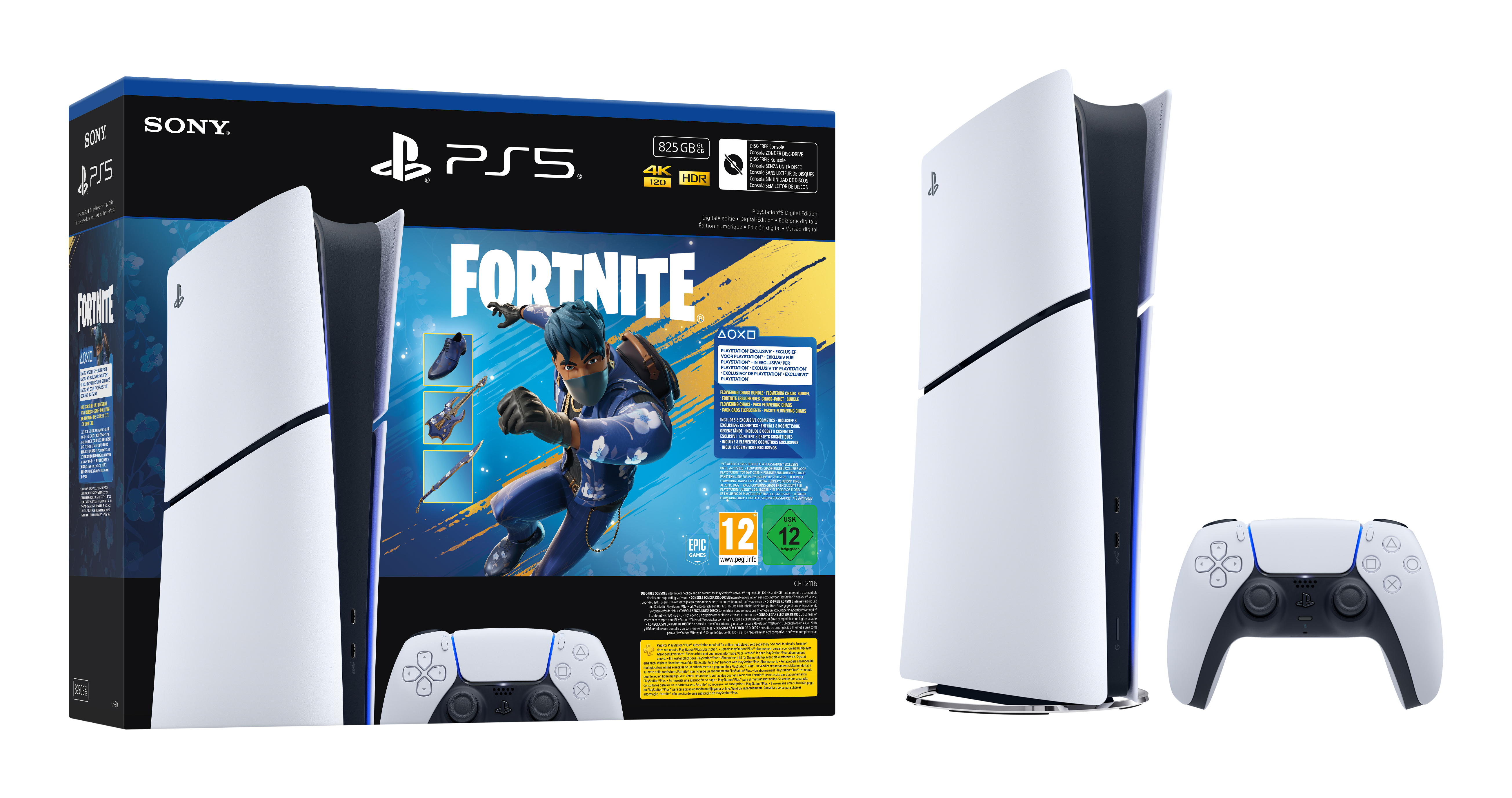 Sony PlayStation 5 Digital Edition incl. Fortnite Flowering Chaos Voucher White 825GB
