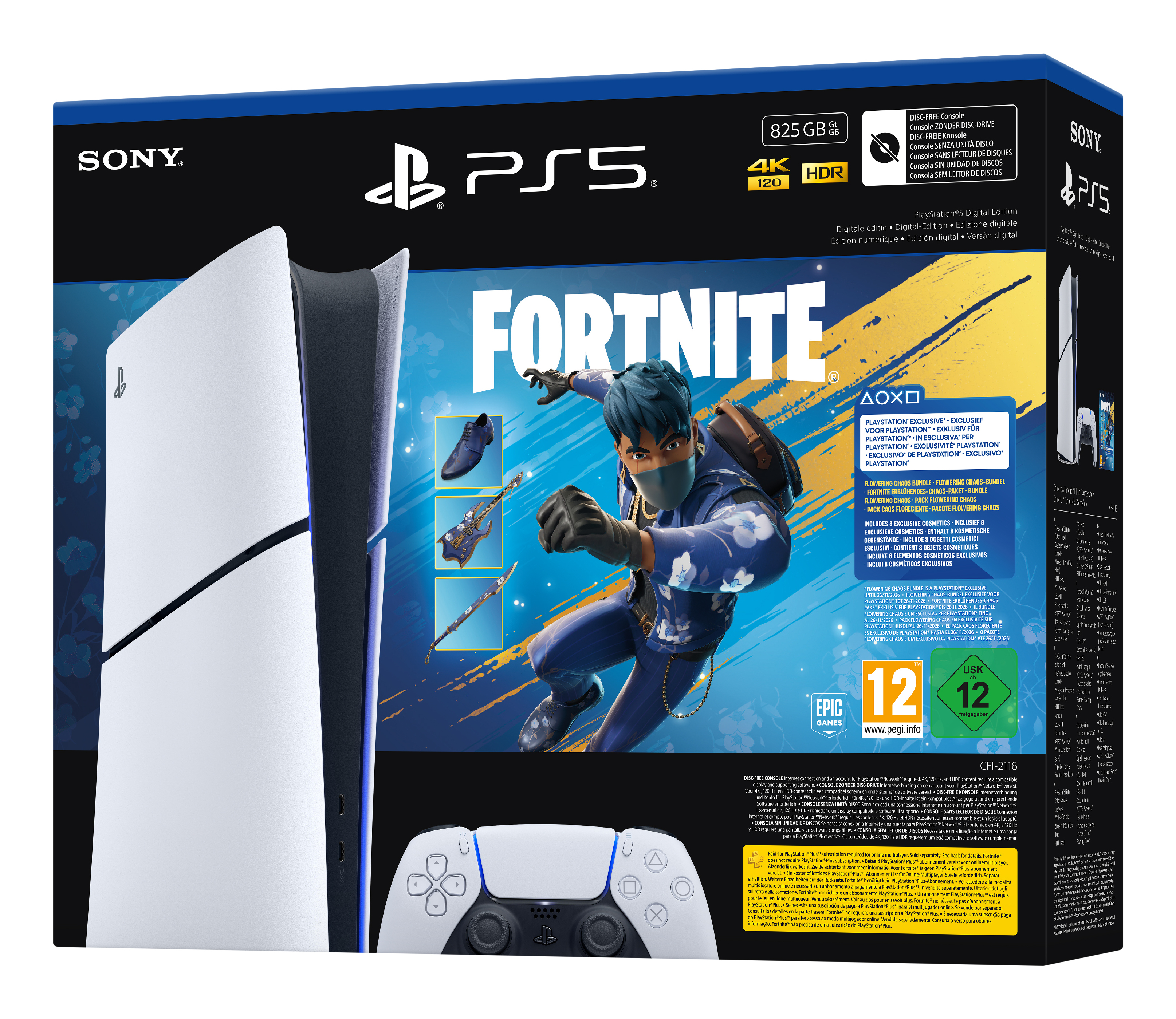 Sony PlayStation 5 Digital Edition incl. Fortnite Flowering Chaos Voucher White 825GB