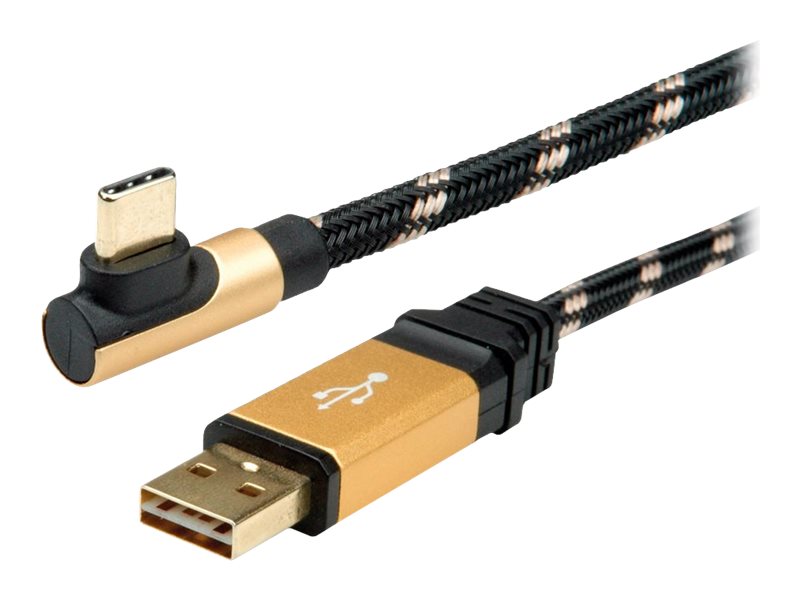 ROLINE 11.02.9060 cable USB 0,8 m USB 2.0 USB A USB C Negro, Oro