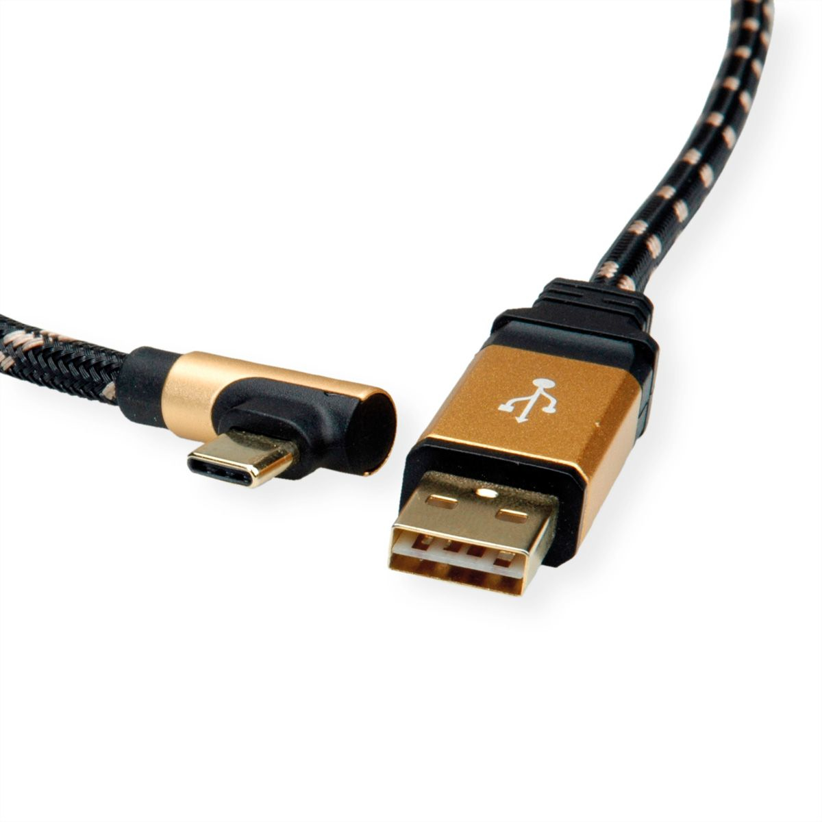 ROLINE 11.02.9060 cable USB 0,8 m USB 2.0 USB A USB C Negro, Oro