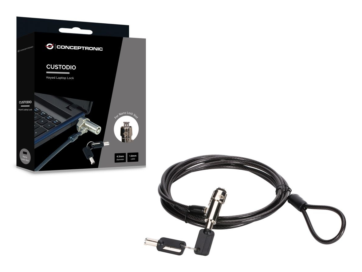 Conceptronic CUSTODIO02BNM cavo di sicurezza Nero 1,8 m
