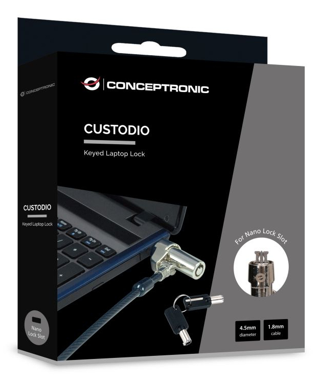 Conceptronic CUSTODIO02BNM cavo di sicurezza Nero 1,8 m