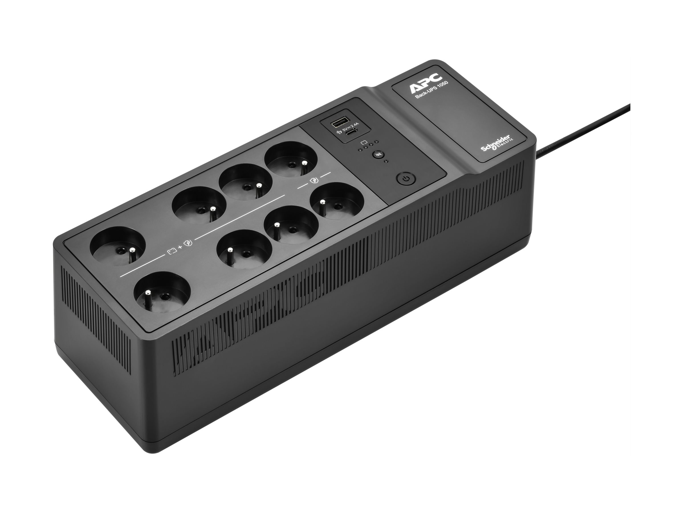 APC Back-UPS, 1050VA/600W Floor/Wall Mount, 230V, 8x French/Belgian outlets, USB Type A+C Port, User Replaceable Battery