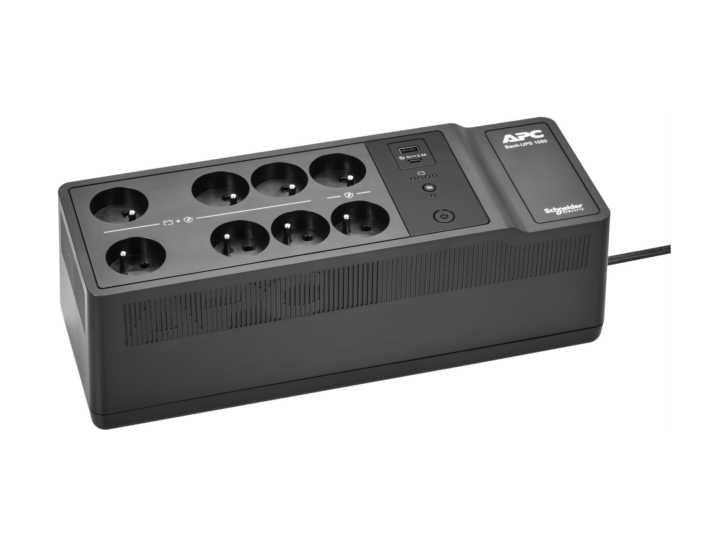 APC Back-UPS, 1050VA/600W Floor/Wall Mount, 230V, 8x French/Belgian outlets, USB Type A+C Port, User Replaceable Battery