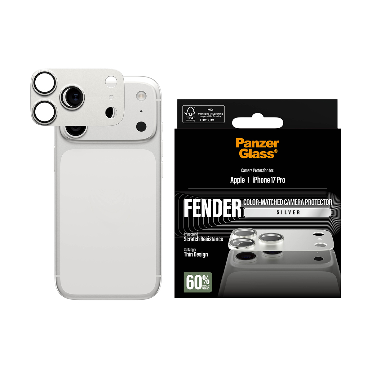 PanzerGlass � Fender Camera Protector Silver iPhone 17 Pro Protector de pantalla Apple 1 pieza(s)