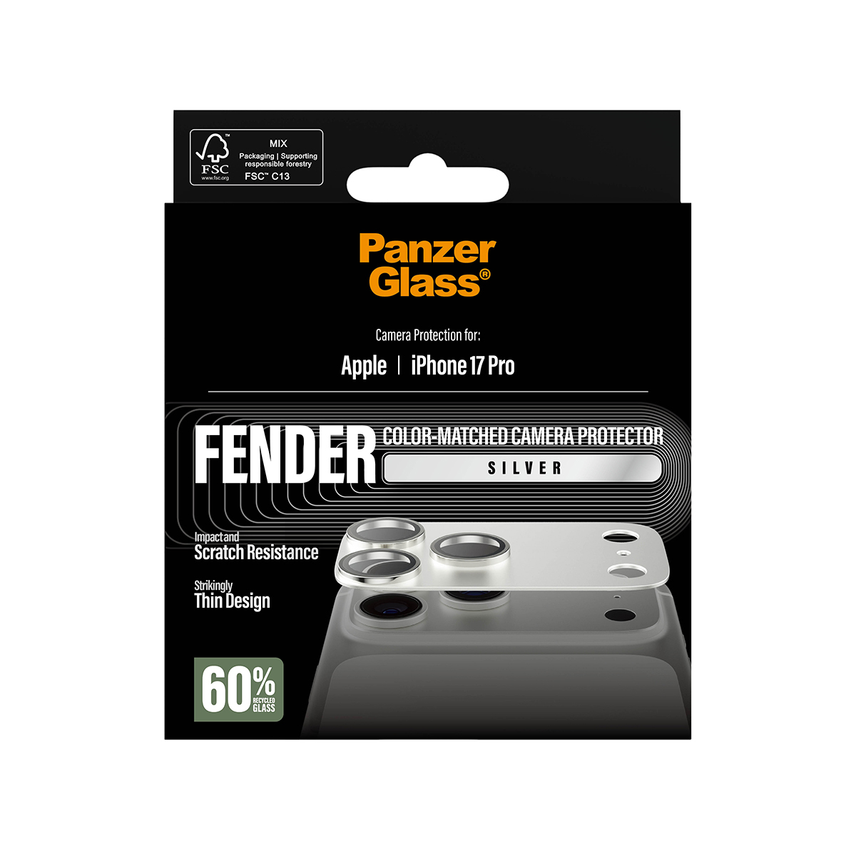 PanzerGlass � Fender Camera Protector Silver iPhone 17 Pro Protector de pantalla Apple 1 pieza(s)