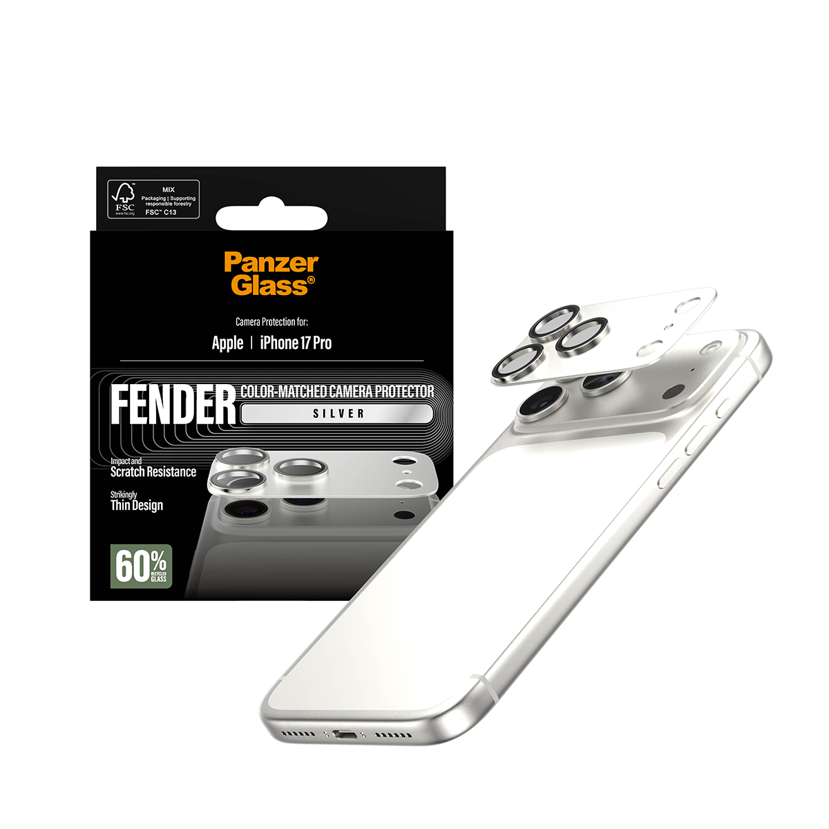 PanzerGlass � Fender Camera Protector Silver iPhone 17 Pro Protector de pantalla Apple 1 pieza(s)