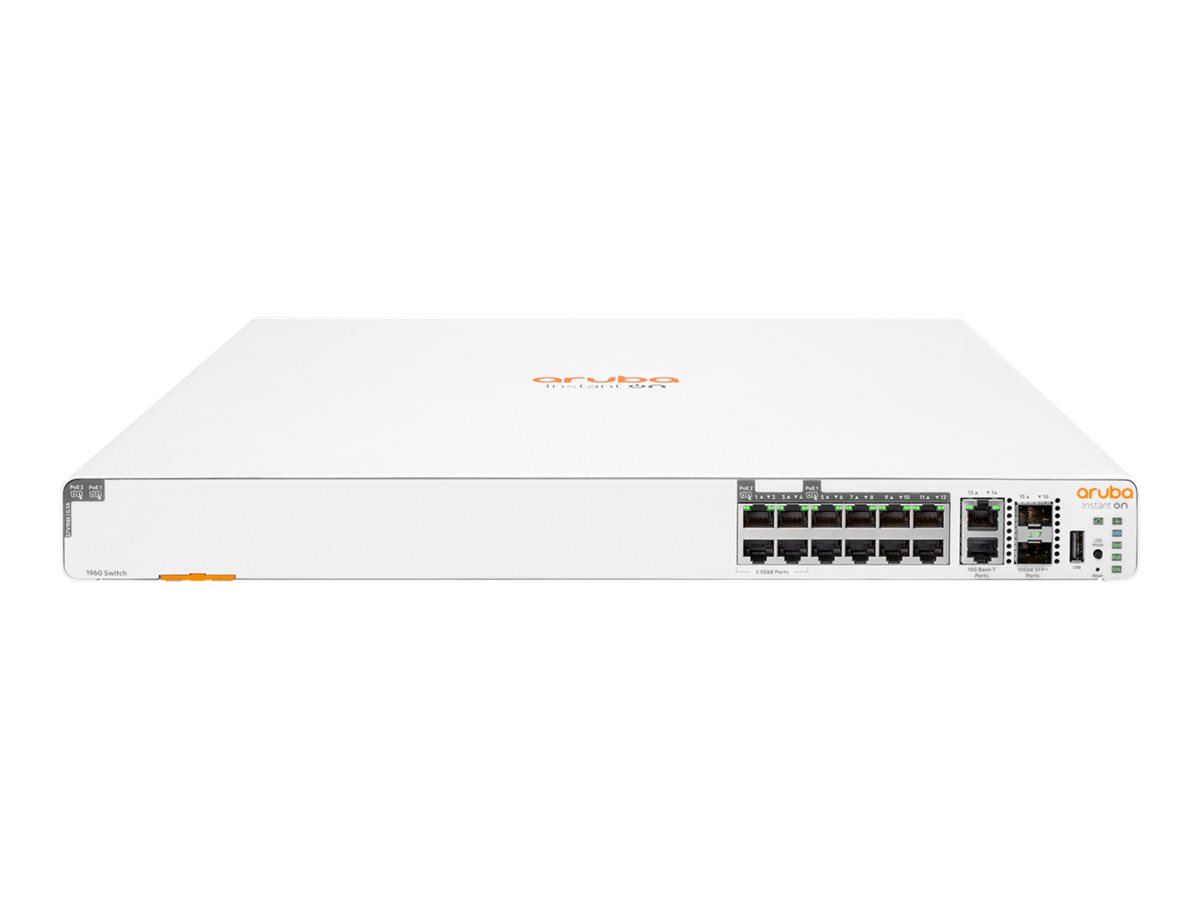 HPE Aruba Instant On 1960 8p 1G Class 4 4p SR1G/2.5G Class 6 PoE 2p 10GBASE-T 2p SFP+ 480W Gestito Gigabit Ethernet (10/100/1000) Supporto Power over Ethernet (PoE) 1U