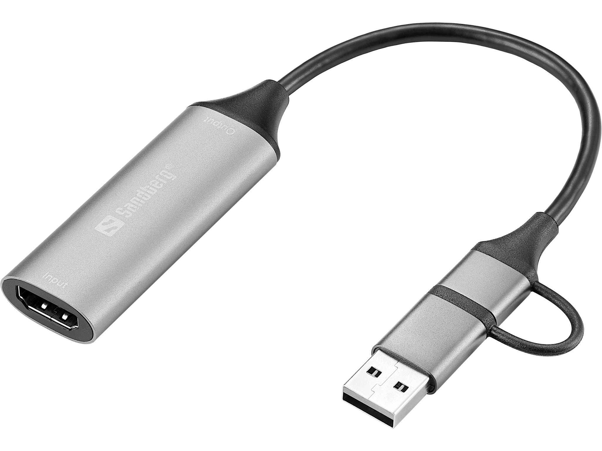 Sandberg 136-70 adaptador de cable de v�deo HDMI tipo A (Est�ndar) USB Type-A + USB Type-C Gris
