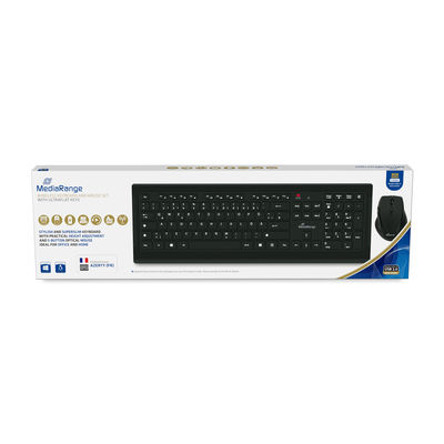 MediaRange MROS104-FR clavier Souris incluse maison/bureau RF sans fil AZERTY Fran�ais Noir