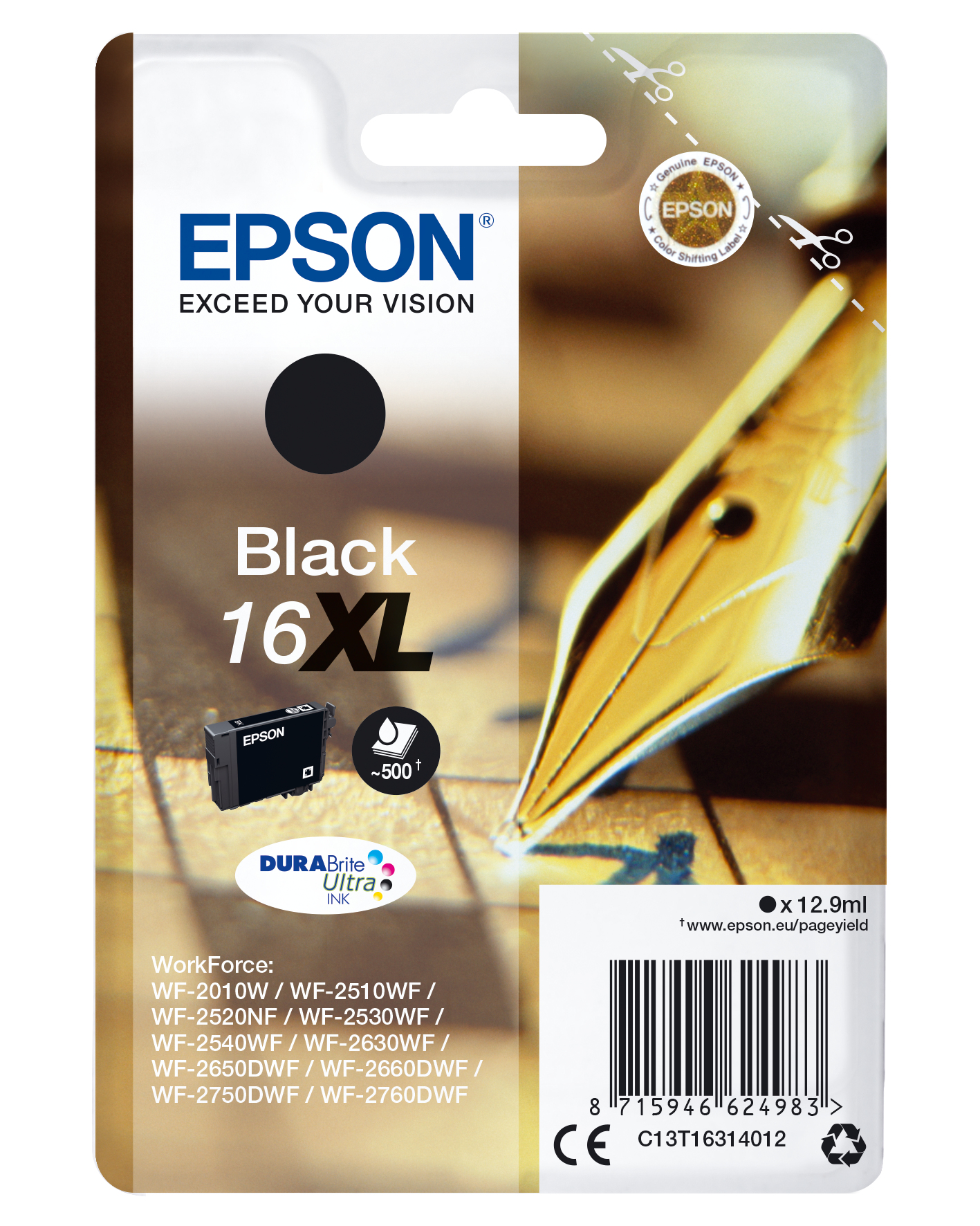 Epson 16XL - 12.9 ml - XL - Schwarz - Original