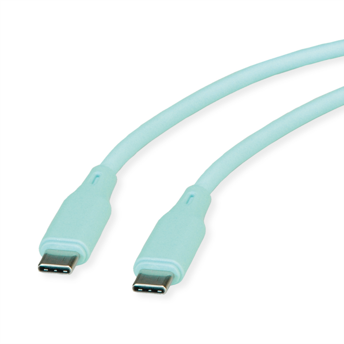 ROLINE USB 2.0 Kabel C-C ST/ST Silikon 60W 1m Grn - Kabel - Digital/Daten