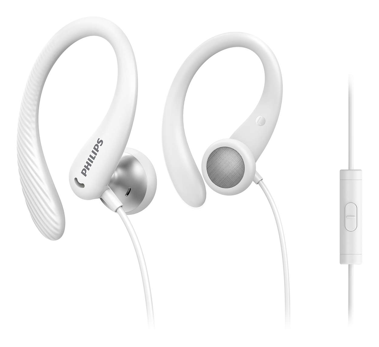 Philips TAA1105WT/00 auricular y casco Auriculares Al�mbrico gancho de oreja, Dentro de o�do Deportes Blanco