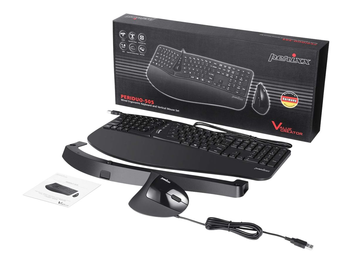 Perixx Periduo-505 keyboard Mouse included USB Black