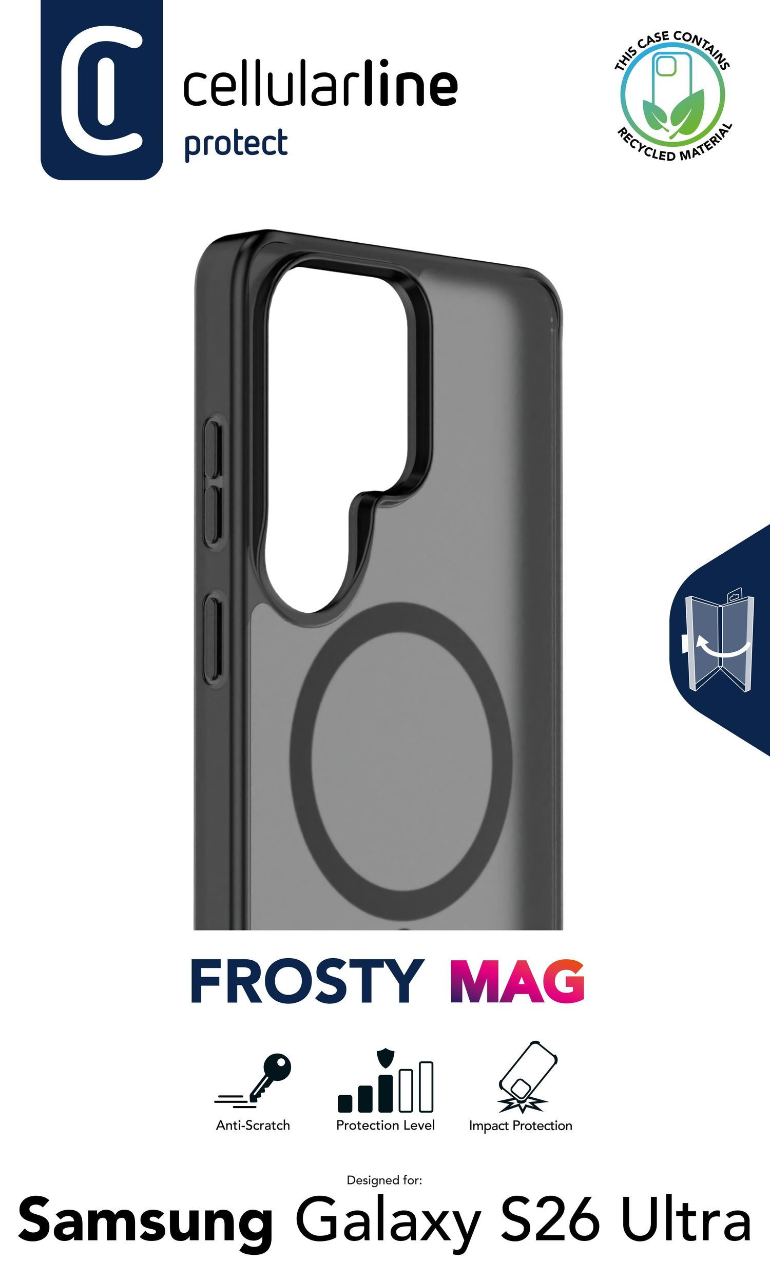 Cellularline Back Cover Frosty Mag Galaxy S26 Ultra Schwarz