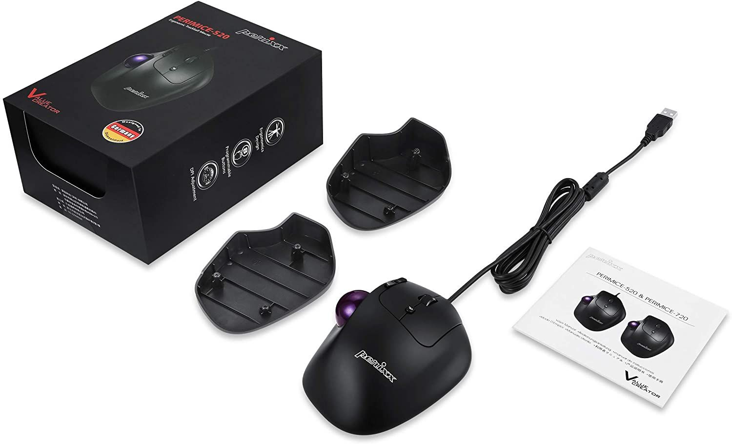 Perixx PERIMICE-520 mouse Right-hand USB Type-A Optical 1600 DPI