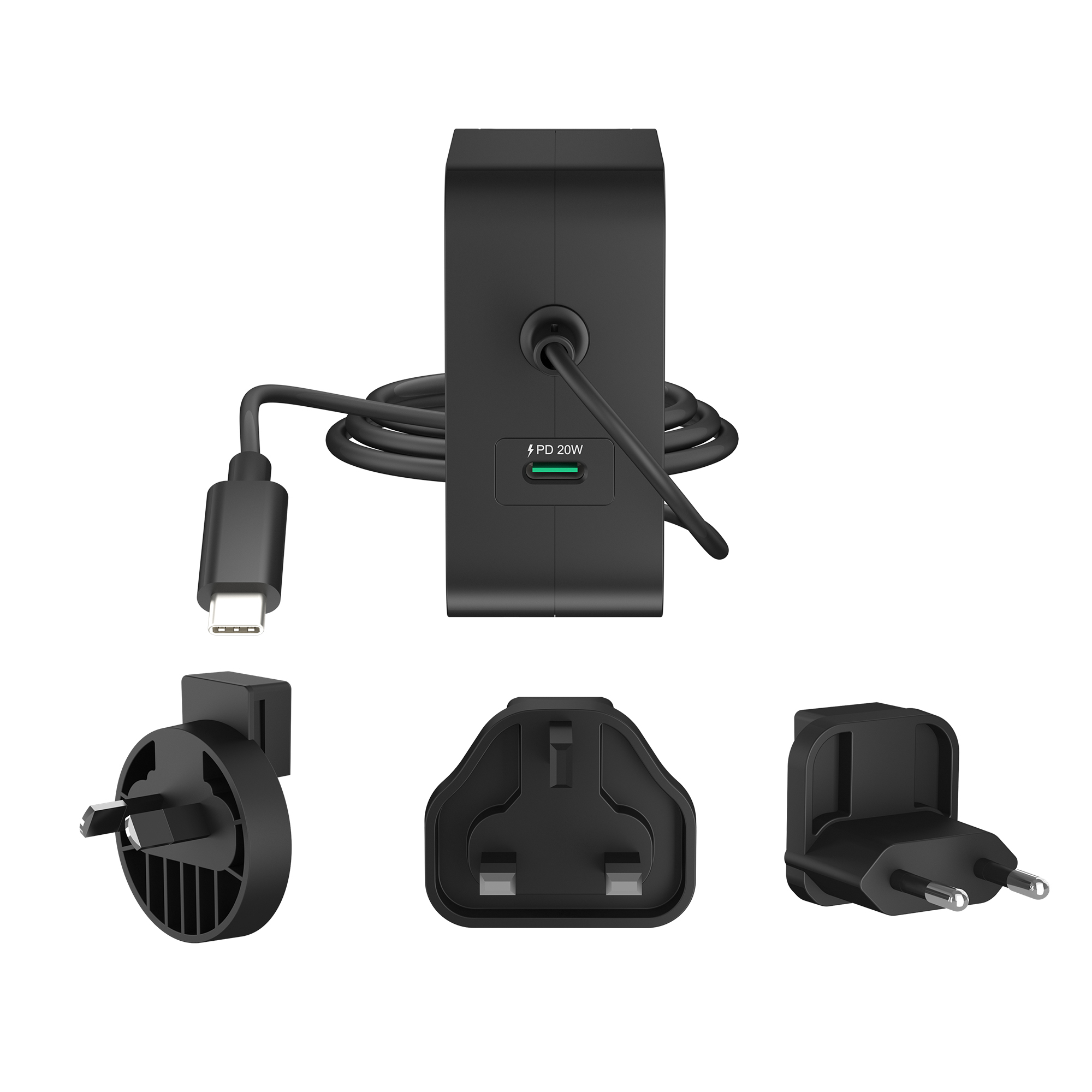 j5create Cargador de 2 puertos USB-C PD de GaN de 102 W con enchufes CA intercambiables