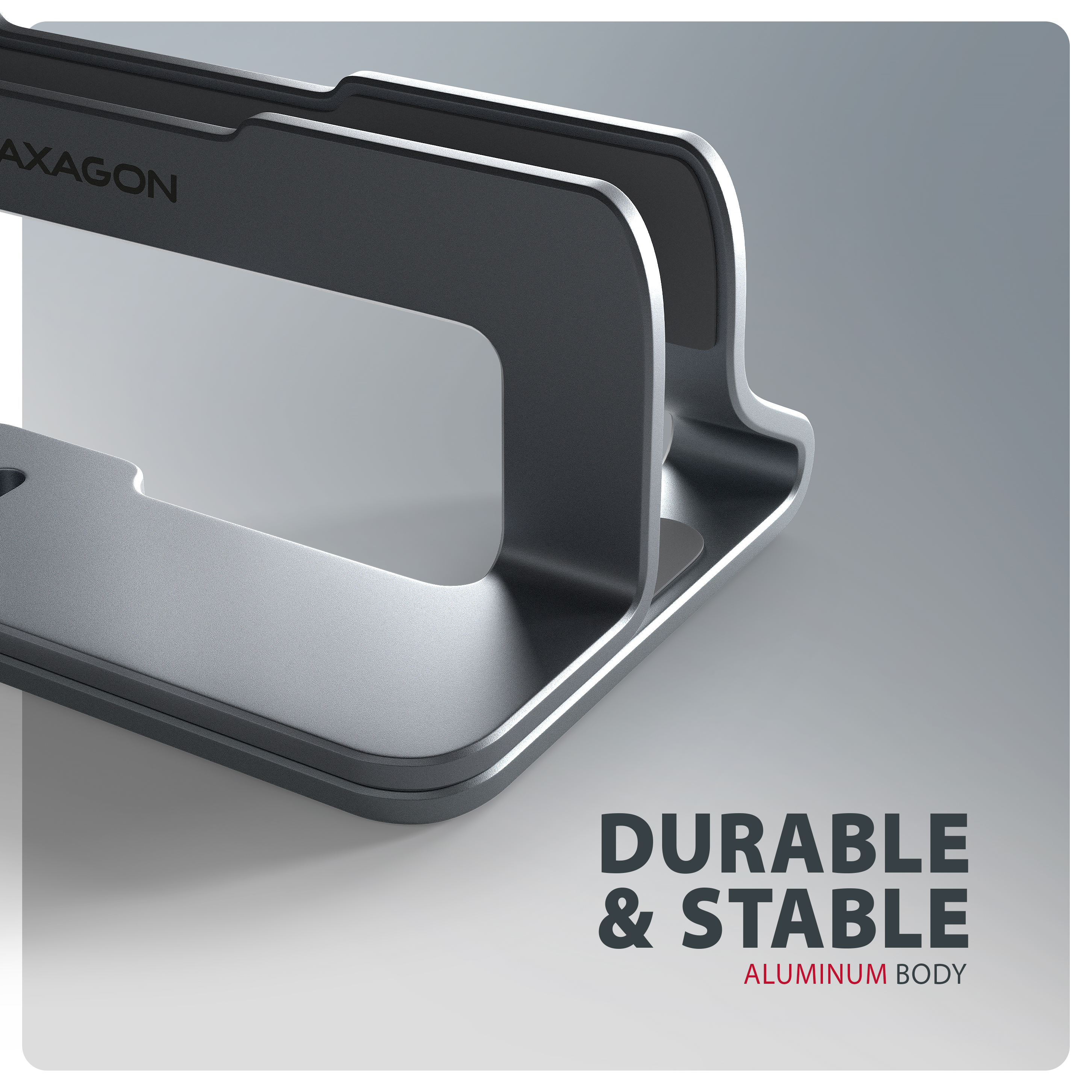 AXAGON STND-VG Vertical Laptop Stand Adjustable Width Aluminum