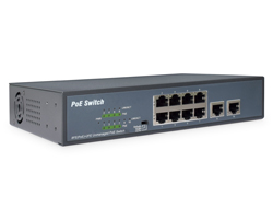 Digitus 8 Port Fast Ethernet PoE Switch, 19 Inch, Unmanaged, 2 Uplinks