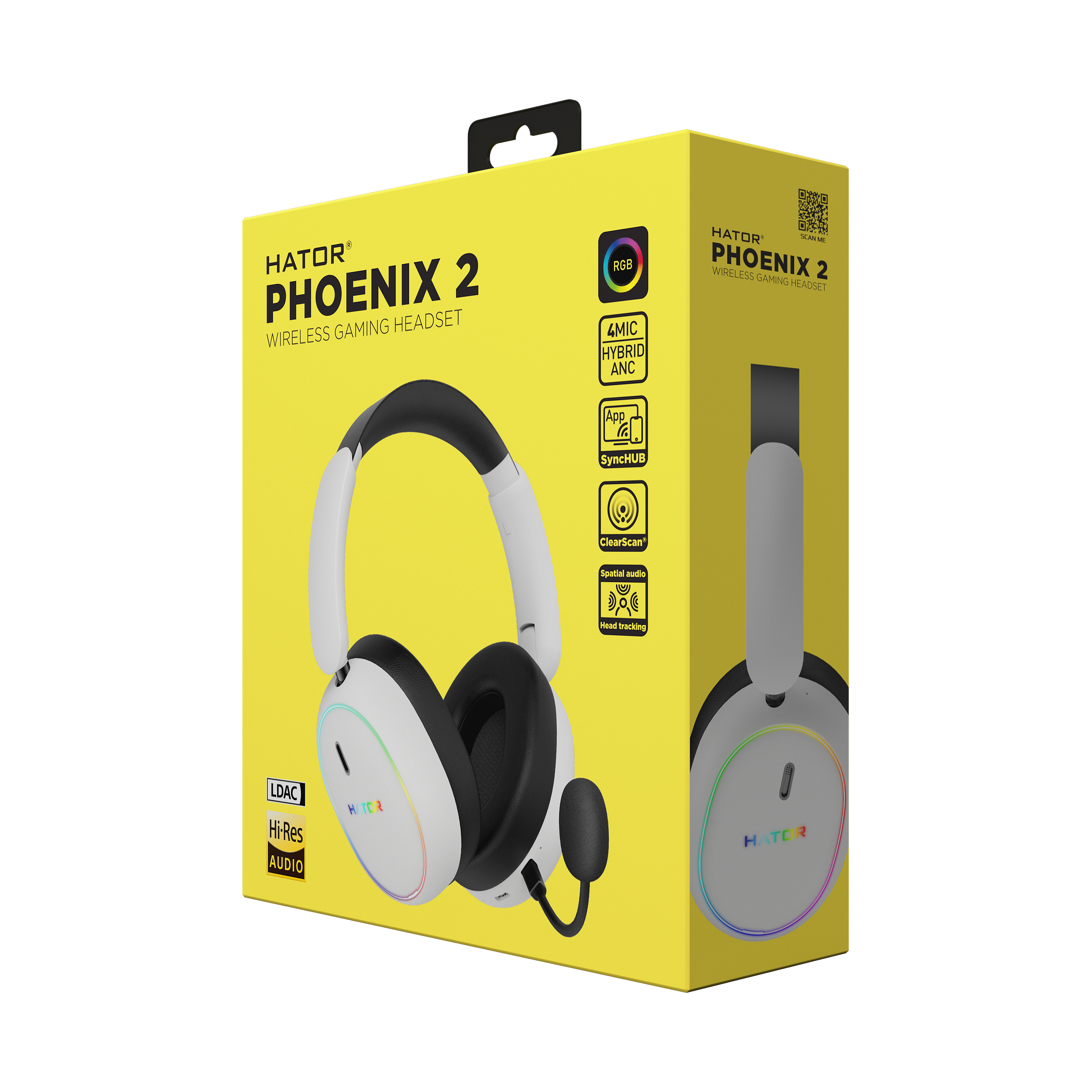 HATOR Phoenix 2 Wireless Auricolare Con cavo e senza cavo A Padiglione Gaming USB Type-C / USB Type-A Bluetooth Bianco