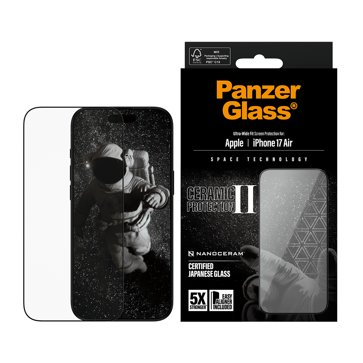 PanzerGlass Ceramic II Screen Protector iPhone 17 Air Ultra-Wide Fit EasyAligner