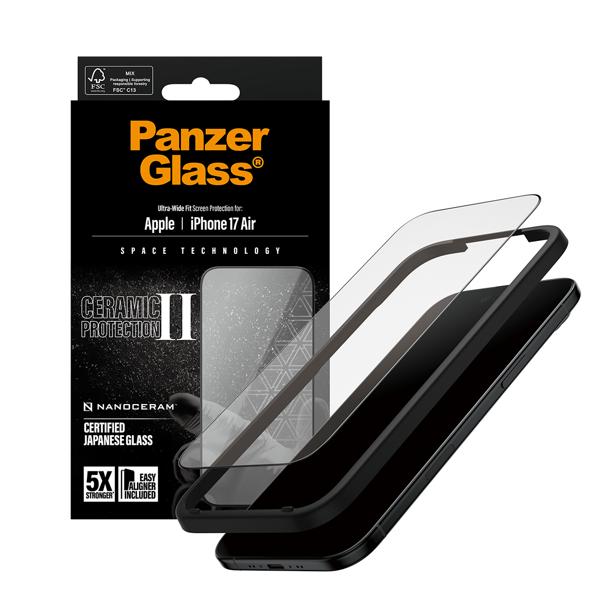 PanzerGlass Ceramic II Screen Protector iPhone 17 Air Ultra-Wide Fit EasyAligner