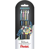 Pentel Dual Metallic Bol�grafo cil�ndrico Negro, Azul, Oro, Plata 4 pieza(s)