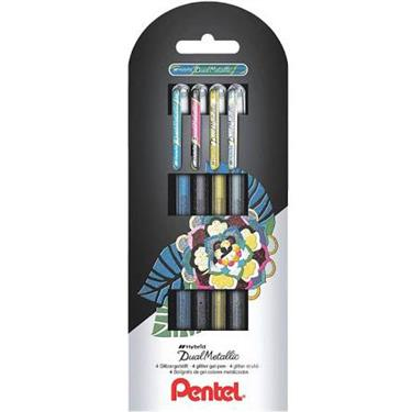 Pentel Dual Metallic Bol�grafo cil�ndrico Negro, Azul, Oro, Plata 4 pieza(s)