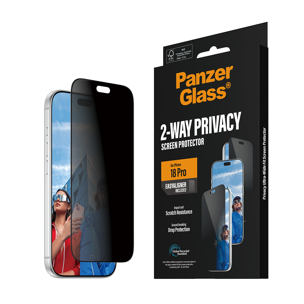 PanzerGlass Bildschirmschutz f�r Handy - ultrabreite Passform mit EasyAligner