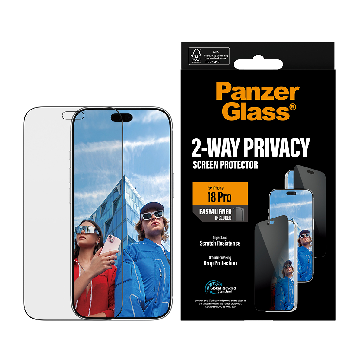 PanzerGlass Bildschirmschutz f�r Handy - ultrabreite Passform mit EasyAligner