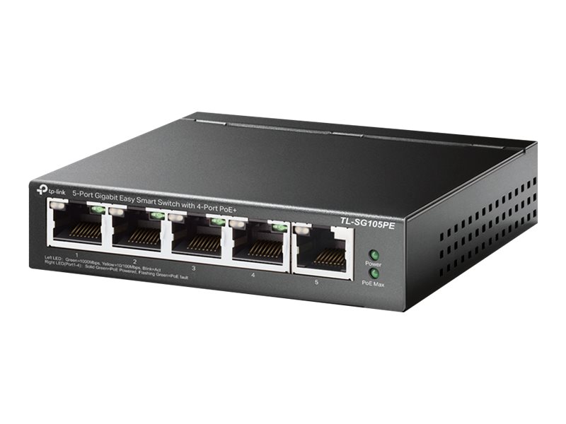 TP-Link TL-SG105PE commutateur rseau Gr L2 Gigabit Ethernet (10/100/1000) Connexion Ethernet, supportant lalimentation via ce port (PoE) Noir