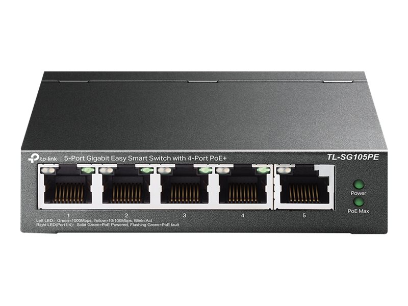 TP-Link TL-SG105PE commutateur rseau Gr L2 Gigabit Ethernet (10/100/1000) Connexion Ethernet, supportant lalimentation via ce port (PoE) Noir
