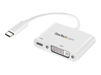 StarTech.com Adattatore USB C a DVI 1080p - Power Delivery - Convertitore Video USB Type-C a DVI-D Single Link con Ricarica - PD 60W Pass-Trough -Compatibile Thunderbolt 3 - Bianco