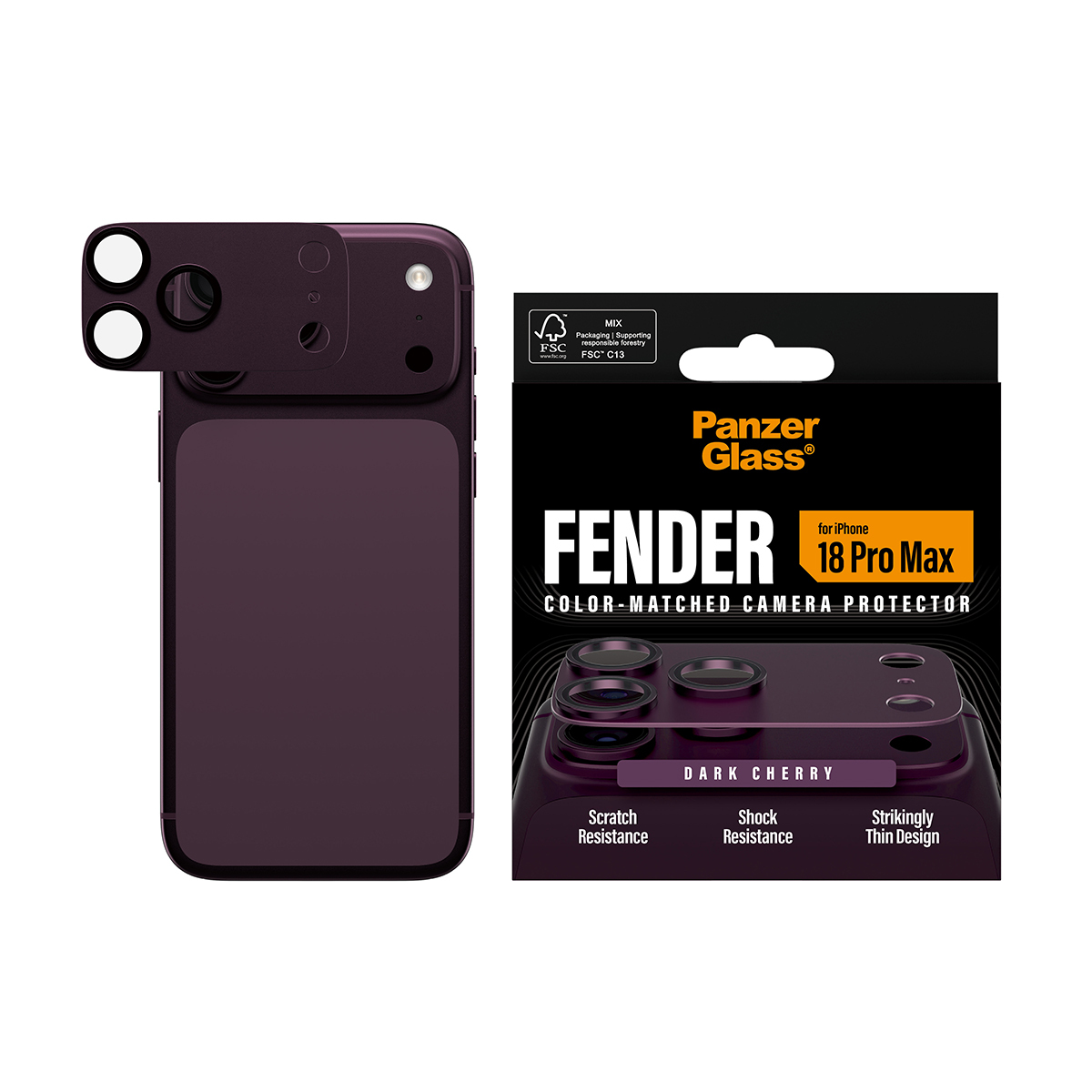 PanzerGlass � Fender Camera Protector Dark Cherry iPhone 2026 Pro Max Pellicola proteggischermo trasparente 1 pz