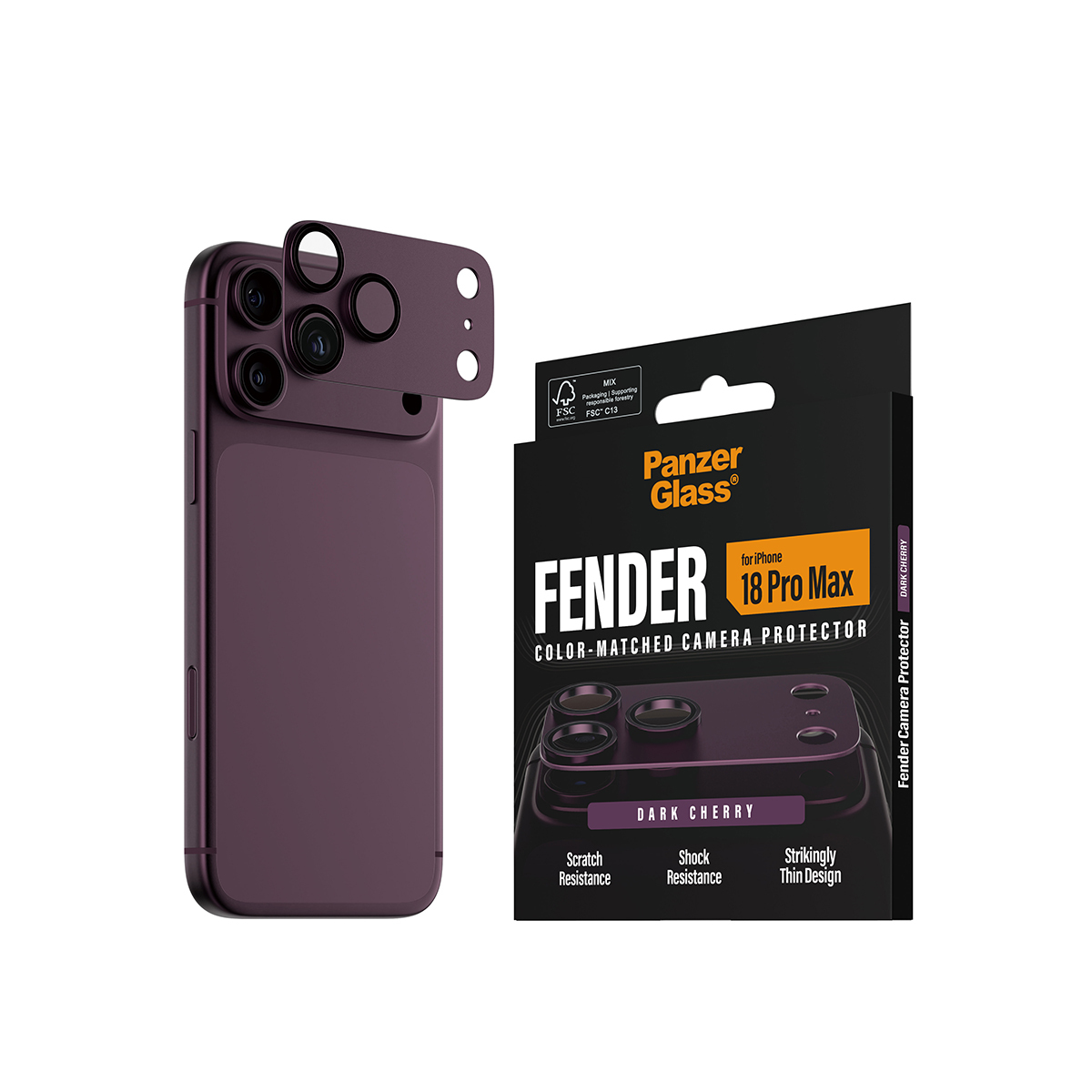 PanzerGlass � Fender Camera Protector Dark Cherry iPhone 2026 Pro Max Pellicola proteggischermo trasparente 1 pz