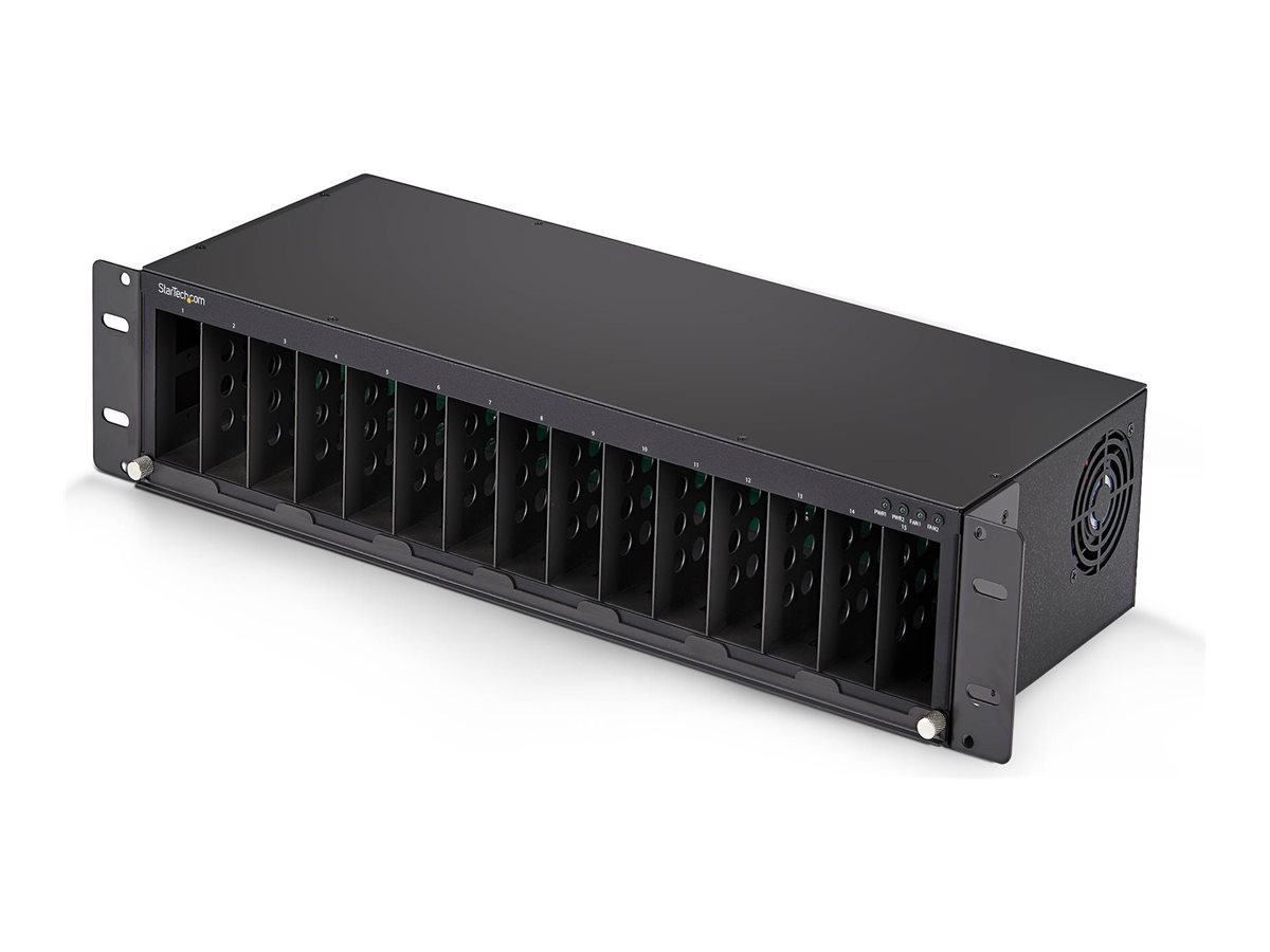 StarTech.com 15-Slot Unmanaged Media Converter Chassis for MCM Media Converter Series, Full Power Isolation, Active Cooling, 19in Rackmount, TAA Compliant