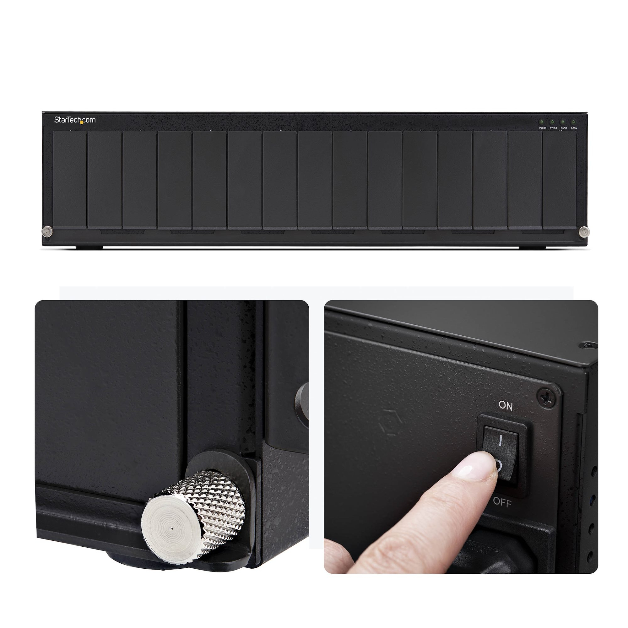 StarTech.com 15-Slot Unmanaged Media Converter Chassis for MCM Media Converter Series, Full Power Isolation, Active Cooling, 19in Rackmount, TAA Compliant