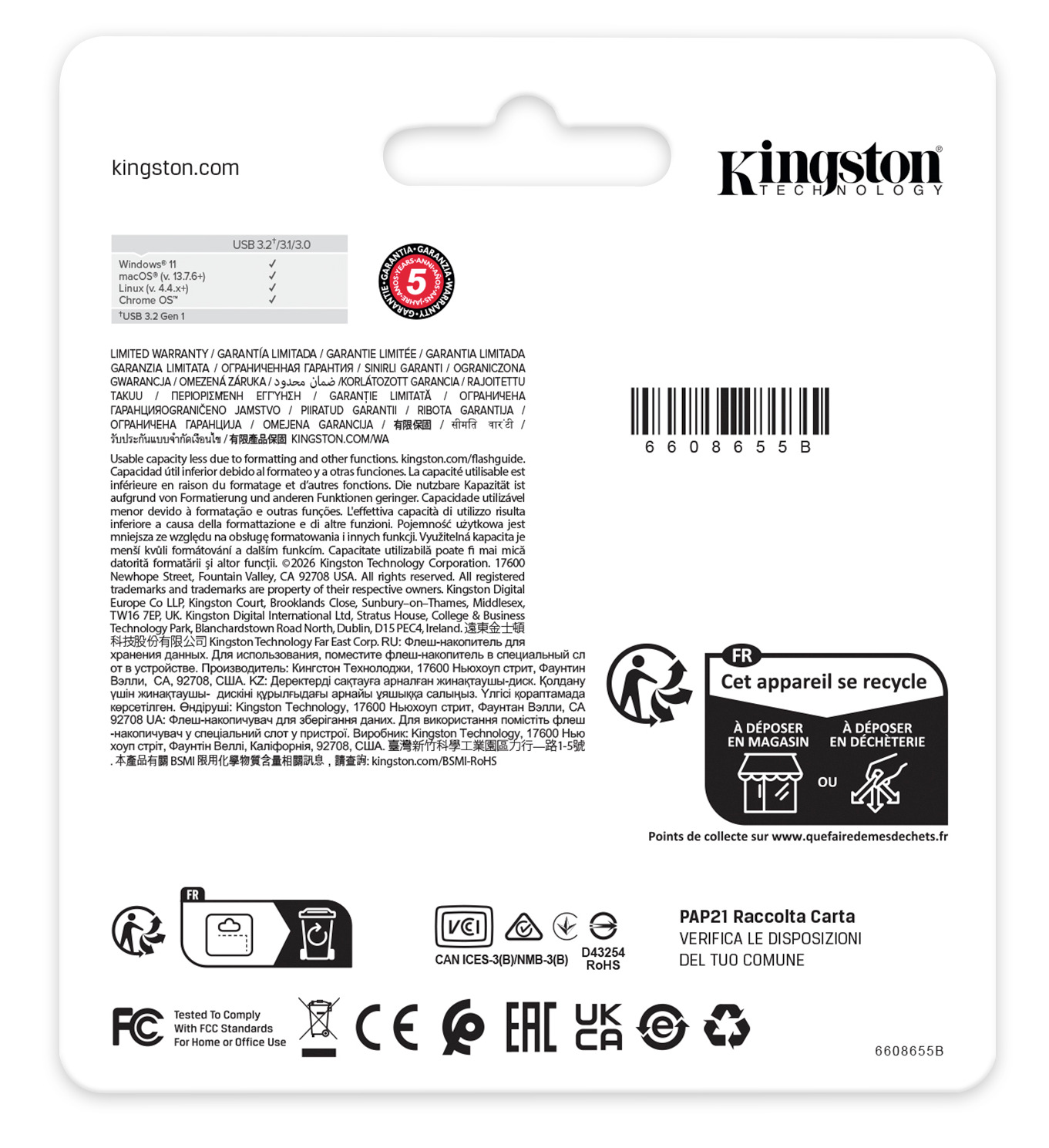 Kingston Technology DataTraveler 256 Go Kyson USB 3.2 Gen 1 en m�tal, jusqu� 220 Mo/s