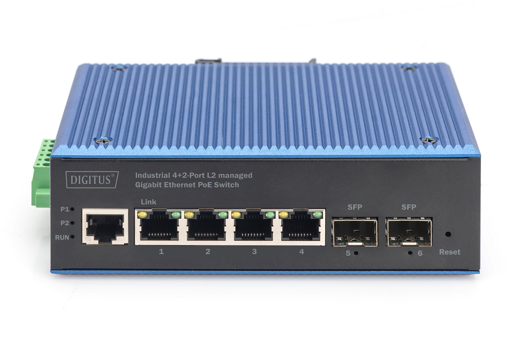 DIGITUS Industrial 4+2-Port L2 managed Gigabit Ethernet PoE Switch
